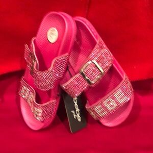 Pink Rhinestone Slide Sandals